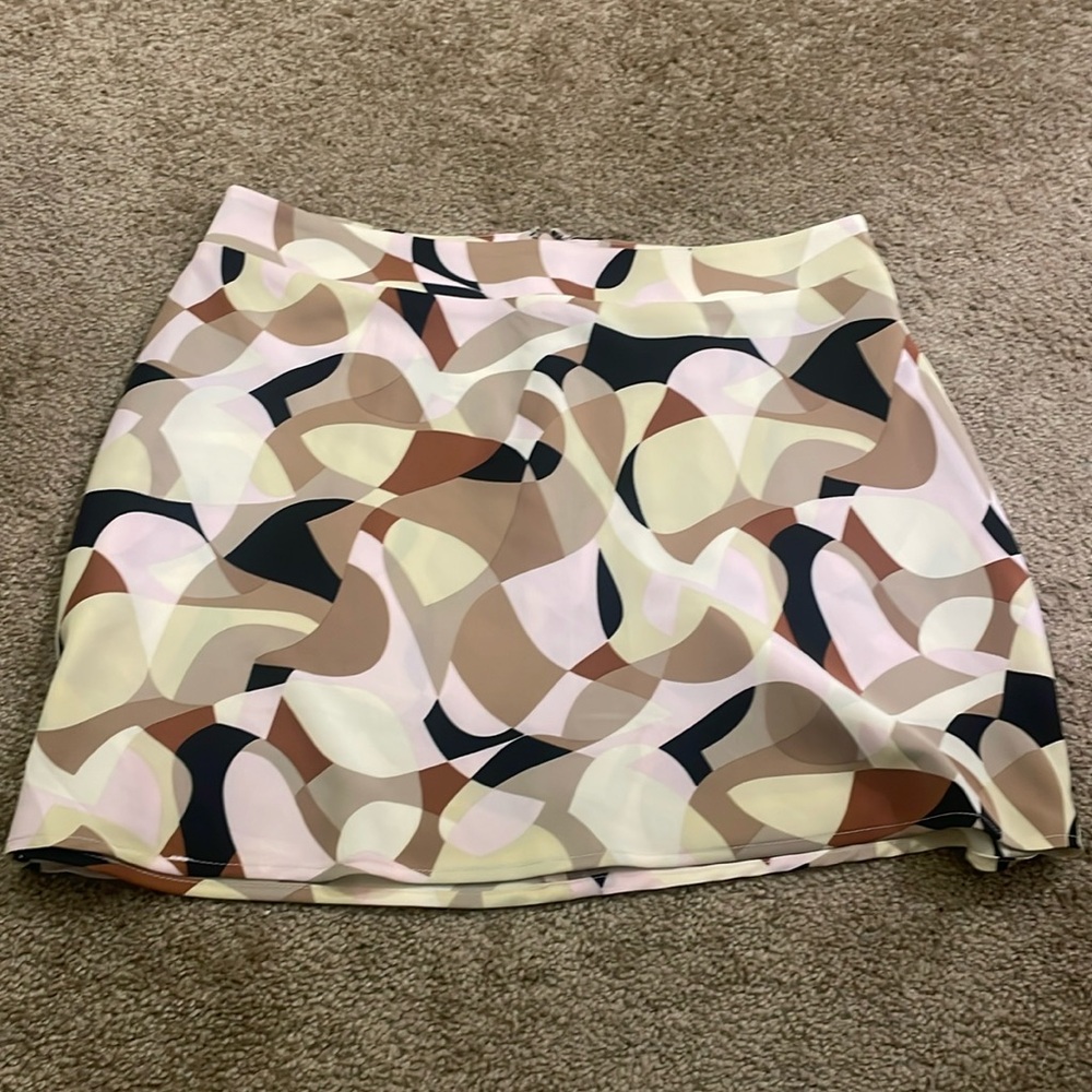 Forever 21 abstract silk/satin mini skirt